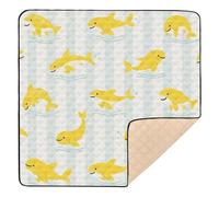 Tapis de gymnastique léger en mousse souple pour bébé Motif baleine Jaune 127 x 127 cm