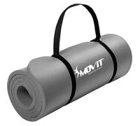 Matelas de gymnastique Movit Tapis de Yoga - 190 x 60 cm, 15 mm d'Epaisseur, Antidérapant, Mousse NBR, Gris - Tapis d'Exercice, Tapis de Pilates, Tapis de Fitness, Gym à