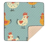 Tapis de gymnastique pliable en une pièce pour bébé - Motif poule bleu - Pour jouer sur le sol - Pour l'intérieur et l'extérieur - 127 x 127 cm