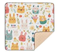 Tapis de gymnastique pliable pour bébé et enfant - Motif floral - Imperméable - 127 x 127 cm
