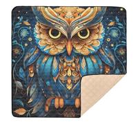 Tapis de gymnastique pliable pour intérieur et extérieur, 1 pièce, motif hibou bohème, noir, pour bébés et tout-petits, 50 x 50 pouces