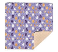 Tapis de gymnastique pliable pour l'intérieur et l'extérieur Motif poule de Pâques Violet 127 x 127 cm