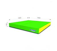 Tapis de gymnastique pour enfants 100 x 100 x 10 cm, jaune/vert, 2 tapis d'exercice pliants pour enfants, tapis de gym à domicile, tapis de fitness, tapis épais en mousse souple