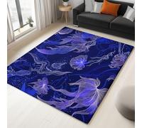 Tapis de Imprimé Bleu, Fantastique Monde Marin Imaginaire Tapis Lavable Antidérapant Poils Courts, Moquette Grand Intérieur, Entretien Facile pour Chambre d'enfant Cuisine 180 x 240 cm
