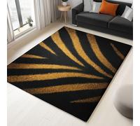 Tapis de Imprimé Noir, Imprimé Animal Rayures Zébrées Tapis Lavable Antidérapant Poils Courts, Moquette Grand Intérieur, Entretien Facile pour Chambre d'enfant Cuisine 120 x 170 cm