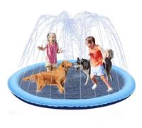 Tapis de Jet d'eau, 150cm Tapis de Pulvérisation d'eau Sprinkler Splash Pad Tapis D'arrosage Jeux d'eau Jouets d'arrosage d'été Exterieur Piscine pour Enfant Adult Chien (Bleu, ∅ 150cm)