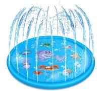 Tapis de Jet d'eau pour Enfants, 100cm Tapis D'arrosage Jeux d'eau Tapis de Pulvérisation d'eau Sprinkler Splash Pad, Jouets d'arrosage d'été Exterieur Piscine pour Enfant Adult Chien (Bleu, ∅ 100cm)
