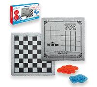 Tapis de Jeu 3 en 1 Schildkröt - Jeux Classiques XXL de Dames, Morpion & 4 Gains - Terrain de Jeu réversible en Tissu avec 24 pions - pour Le Jardin, la Plage & la Maison