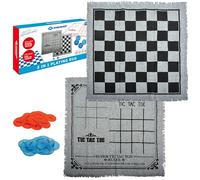 Tapis de Jeu 3 en 1 Schildkröt - Jeux Classiques XXL de Dames, Morpion & 4 Gains - Terrain de Jeu réversible en Tissu avec 24 pions - pour Le Jardin, la Plage & la Maison