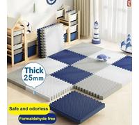 Tapis de jeu antidérapant pour bébé rampant, 8 pièces/2.5cm d'épaisseur, tapis de gymnastique insonorisé pour chambre d'enfant et tapis de Puzzle écologique BLEU CIEL