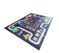 Tapis de jeu antidérapant pour l'éducation précoce - 6 mm d'épaisseur - Motif piste de route - Noir