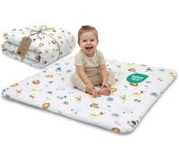 Tapis de Jeu Bébé 100 x 100 cm matelassé - Couverture d'Éveil pliable et lavable à 30 degrés pour Chambre Salon Parc & déplacements - Tapis Enfant certifié Oeko-Tex Safari