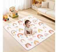 Tapis de Jeu Bébé 127 * 127cm, Matelas D'Éveil Mousse Épaisse pour Temps sur le Ventre, Surface Anti-Dérapante Sécurisée pour Enfant qui Rample, Dinosaures de Graffiti