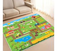 Tapis de Jeu Bébé 150 * 180cm, Matelas D'Éveil Mousse Épaisse pour Temps sur le Ventre, Surface Anti-Dérapante Sécurisée pour Enfant qui Rample, Ferme verte