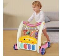 Tapis de jeu bébé avec arche de jeu, Tapis d’éveil Piano, Tapis d'activités bébé 0 à 12 mois, marcheur d'apprentissage garçon et fille -72 * 43,5 * 42,5 cm - rose