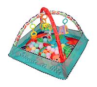 Tapis de jeu bébé avec arche de jeu, Tapis d'Eveil Evolutif et Multifonction 2en1, 18 Balles Incluses, Arche de Jeu, 7 Jouets Détachables, Dès la Naissance