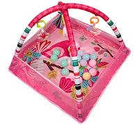 Tapis de jeu bébé avec arche de jeu, Tapis d'Eveil Evolutif et Multifonction 2en1 Rose, 18 Balles Incluses, Arche de Jeu, 7 Jouets Détachables, Rose, Dès la Naissance