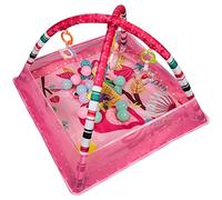 Tapis de jeu bébé avec arche de jeu, Tapis d'Eveil Evolutif et Multifonction 2en1 Rose, 18 Balles Incluses, Arche de Jeu, 7 Jouets Détachables, Rose, Dès la Naissance