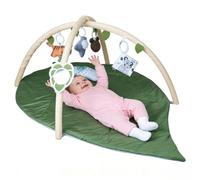 Tapis de Jeu Bébé en Forme de Feuille, Tapis d'Éveil Écologique 142 * 90 * 50cm, Tapis de Sol Souple avec Pendentifs Décoratifs, Coloré Sûr et Lavable pour Enfant Bébé Vert