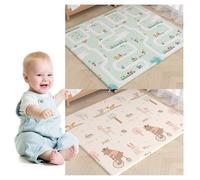 Tapis de Jeu Bébé Réversible 200x180cm - Tapis de Sol en Mousse Épais et Pliable - Développement Sensoriel et Motricité - Facile à Nettoyer - Idée Cadeau Naissance (Style 3,120x180cm)