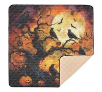 Tapis de jeu cauchemar pour Halloween, arbres, corbeaux, citrouilles, fantômes, doux et épais pour bébé, tapis de jeu léger pour bébés, nourrissons et tout-petits, 127 x 127 cm