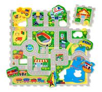 Tapis de jeu circuit en mousse à assembler city multicolore 100X100