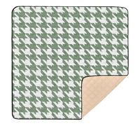 Tapis de jeu classique motif pied-de-poule vert et blanc mignon pour bébé, tapis de jeu confortable et respirant pour bébés, nourrissons et tout-petits, 127 x 127 cm