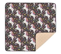 Tapis de jeu coloré en mousse souple pour bébé, motif licornes étoilées, léger et rembourré, pour bébé, 127 x 127 cm