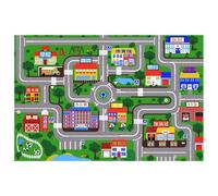 Tapis de jeu coloré, tapis d'activité sensorielle, de sol pour bébé de 79 x 59 pouces avec motif de scène de ville, éducatif pour ramper, pour tout-petits avec rembourrage doux,