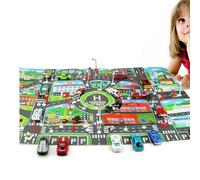 Tapis de jeu de circulation - Tapis imperméable avec carte routière, tapis de stationnement éducatif, décoration de sol durable, imprimée douce | Tapis de chambre pour tout-petits garçons pour