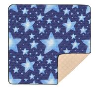 Tapis de jeu de Noël en mousse souple bleu marine avec étoiles aquarelles pour intérieur et extérieur, tapis d'éveil imperméable pour bébés, nourrissons et tout-petits, 127 x 127 cm