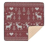 Tapis de jeu de Noël en mousse souple pour bébé, motif cerfs et arbres tricotés pour le sol, confortable sur le ventre et tapis à ramper pour nouveau-nés, bébés, nourrissons, tout-petits, 127 x 127 cm