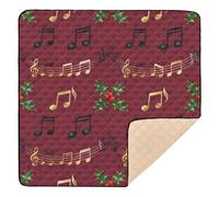 Tapis de jeu de Noël en mousse souple pour bébé, motif notes de musique houx, confortable, respirant, pour nouveau-nés, bébés, tout-petits, 127 x 127 cm