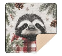 Tapis de jeu de Noël pliable pour bébé - Motif paresseux - Flocons de neige - Confortable et respirant - 127 x 127 cm - Noir