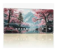 Tapis de jeu de table avec zones magiques - 61 x 35,6 cm - Tapis de jeu de cartes TCG cousu - Surface en caoutchouc lisse - Cerisier