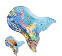 Tapis de jeu d'eau gonflable, tapis de jeu d'eau pour chats,Jouet interactif pour chat, coussin d'eau, jouets sensoriels - Tapis de centre de jeu d'activité en forme de queue de poisson pour chats, co