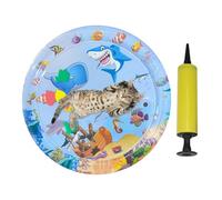 Tapis de jeu d'eau pour chat - Mat de l'heure du ventre | Toc de jouet portable avec motif d'animaux | Activité d'artefact de refroidissement sensorielle épaissie | Coussin sensoriel à l'eau I
