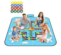 Tapis de jeu d'extérieur, couverture de pique-nique d'extérieur avec pièces d'échecs | Portable 3 couches, léger, pliable, jeu de société familial pour camping, festival, plage, pelouse, parc