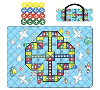 Tapis de jeu d'extérieur - Couverture imperméable avec pièces d'échecs - Portable pliable - 3 couches - Jeu de société familial pour - Tapis d'éveil pour camping, pique-nique, festival