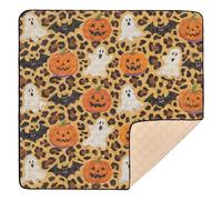 Tapis de jeu d'Halloween doux et épais pour bébé, motif léopard, citrouille, fantôme, pour intérieur et extérieur, résistant à l'eau, tapis d'activités pliable pour bébés, enfants, tout-petits