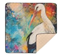 Tapis de jeu doux épais et confortable pour bébé, motif cigogne, coloré, respirant, pour bébés, enfants, tout-petits, nourrissons, 127 x 127 cm