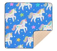 Tapis de jeu doux et épais avec motif de licornes arc-en-ciel blanches mignonnes pour intérieur et extérieur, non toxique, pliable, pour le ventre et le ramper pour bébés, nourrissons et tout-petits