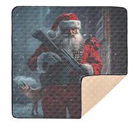 Tapis de jeu doux et épais Père Noël avec fusil dans une scène enneigée pour bébé, tapis d'activité léger pour bébé, enfant, tout-petit, nourrisson, 127 x 127 cm