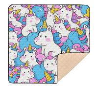 Tapis de jeu doux et épais pour bébé motif licorne mignon dessin animé pour le sol, confortable, respirant, pliable, tapis de gym pour bébés, nourrissons, tout-petits, 127 cm x 127 cm tapete para