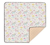 Tapis de jeu doux et épais pour bébé, motif licornes, nuages, étoiles, dessin animé, pêche, résistant à l'eau, pour bébé, tout-petit, 127 x 127 cm