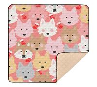 Tapis de jeu doux et épais pour bébé - Motif loup mignon - Pour intérieur et extérieur - Confortable - Pour bébé et enfant - 127 x 127 cm