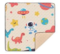Tapis de jeu doux et épais pour bébé, motif planètes de dinosaures colorées, dessin animé et mignon, pour le sol, confortable, respirant pour bébés, nourrissons, tout-petits, 127 x 127 cm