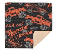 Tapis de jeu doux et épais pour bébé Motif voitures de course Rouge/noir 127 x 127 cm