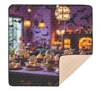 Tapis de jeu doux et épais pour Halloween - Lavable au sol - Pour salle de jeux - Pour bébé et enfant - 127 x 127 cm