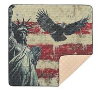 Tapis de jeu doux et épais pour intérieur et extérieur - Motif drapeau américain - 127 x 127 cm